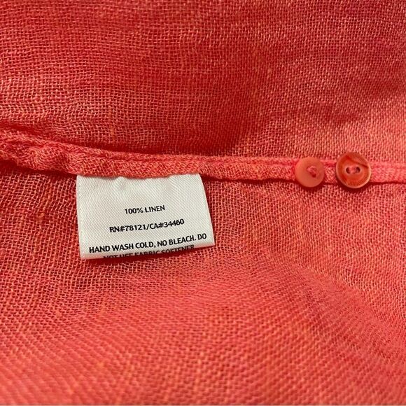 Eileen Fisher Coral Button Front Linen
Shirt/Dress Sz-M - Picture 6 of 9